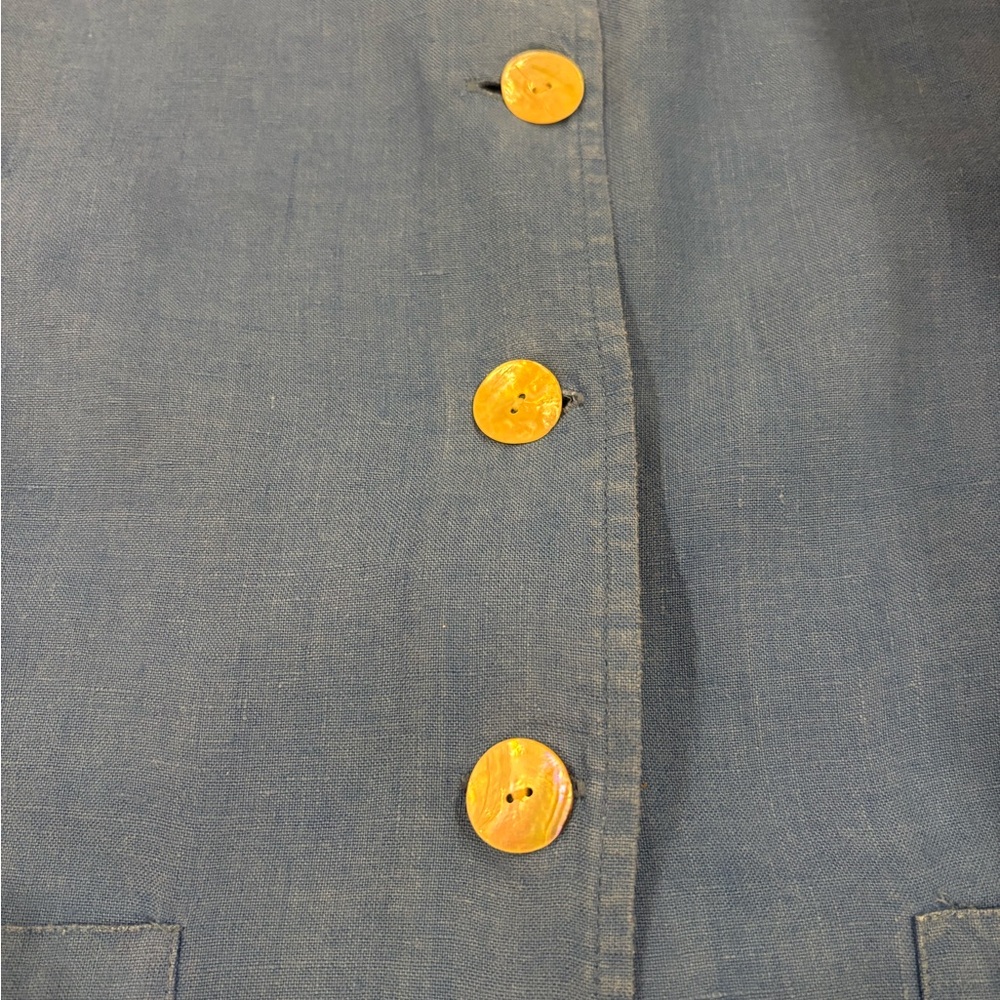 FLAX Blue Linen Button Up - Picture 7 of 8
